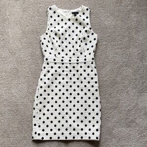 J. Crew Navy Polka Dot Midi Dress